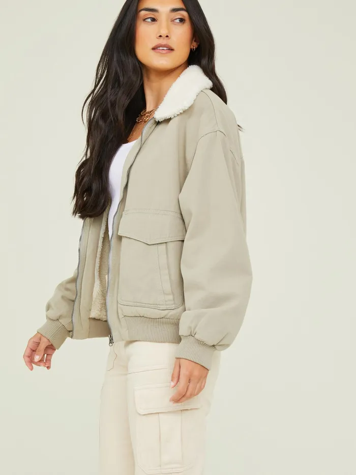 Women Altar039d State Jackets Jules Sherpa Collar Pilot Jacket Lightsage
