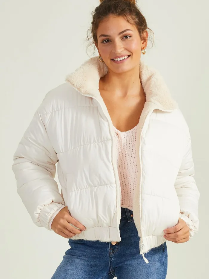 Women Altar039d State Jackets Maia Reversible Puffer Jacket Cream
