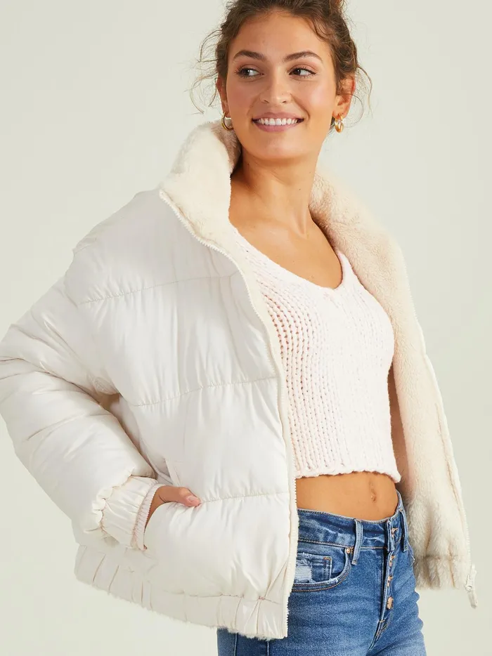 Women Altar039d State Jackets Maia Reversible Puffer Jacket Cream