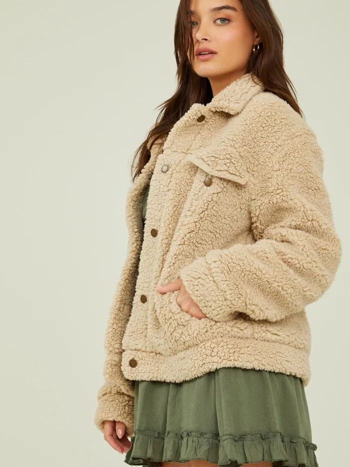 Women Altar039d State Jackets Tessa Sherpa Trucker Shacket Beige