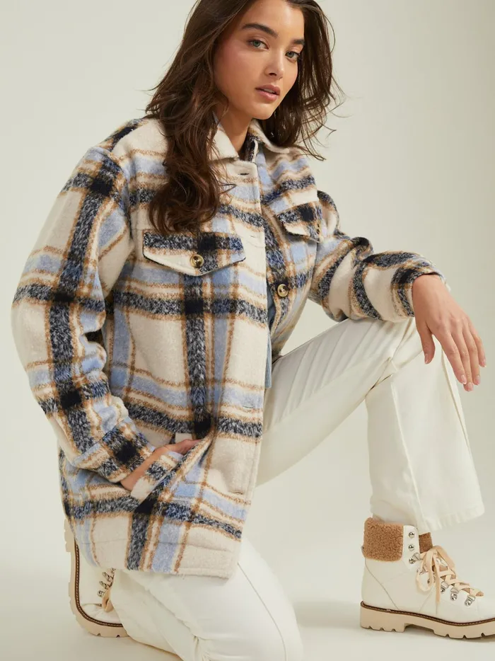 Women Altar039d State Jackets Thalia Plaid Shacket Ivorynavy