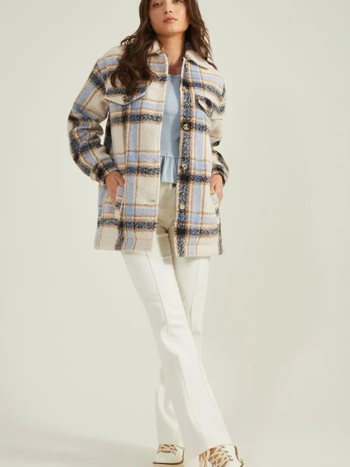 Women Altar039d State Jackets Thalia Plaid Shacket Ivorynavy
