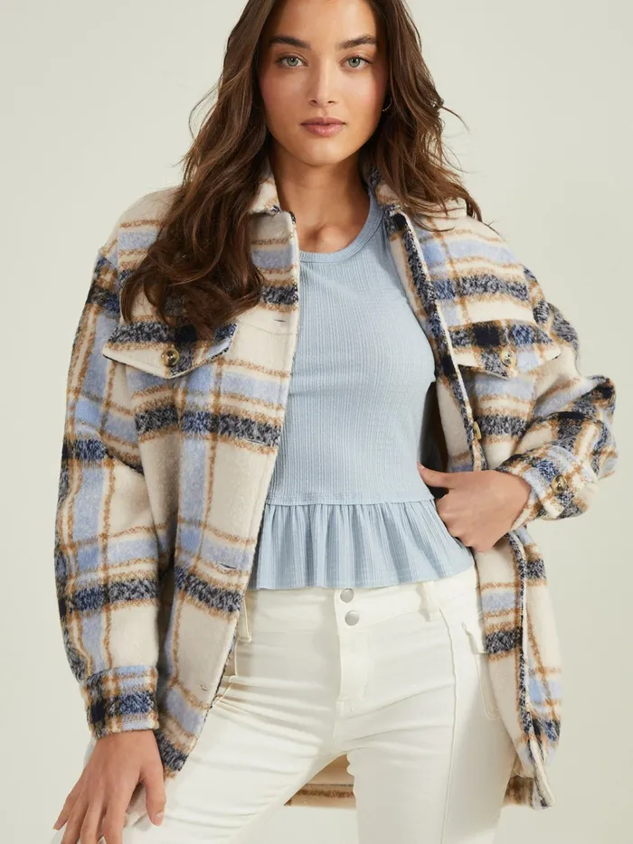 Women Altar039d State Jackets Thalia Plaid Shacket Ivorynavy