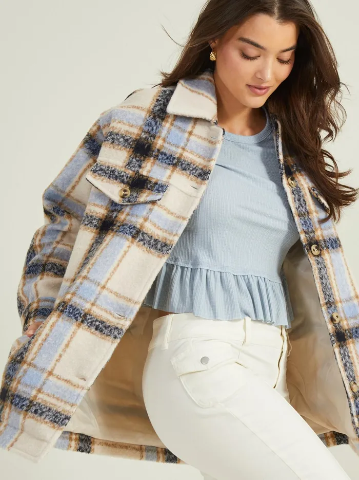 Women Altar039d State Jackets Thalia Plaid Shacket Ivorynavy