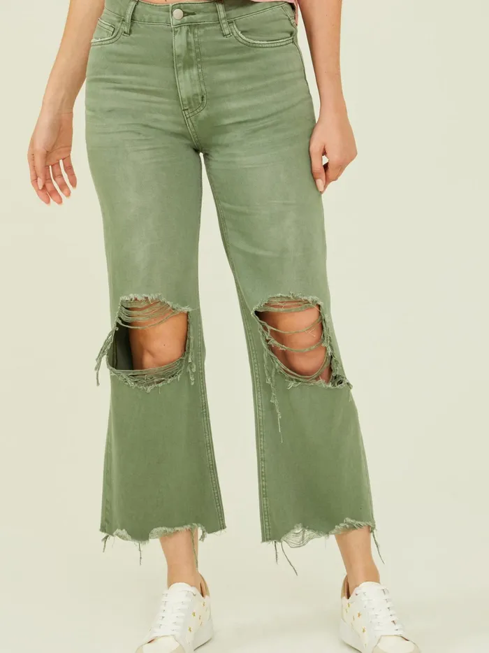 Women Altar039d State Jeans Aubrielle Straight Leg Jeans Olive