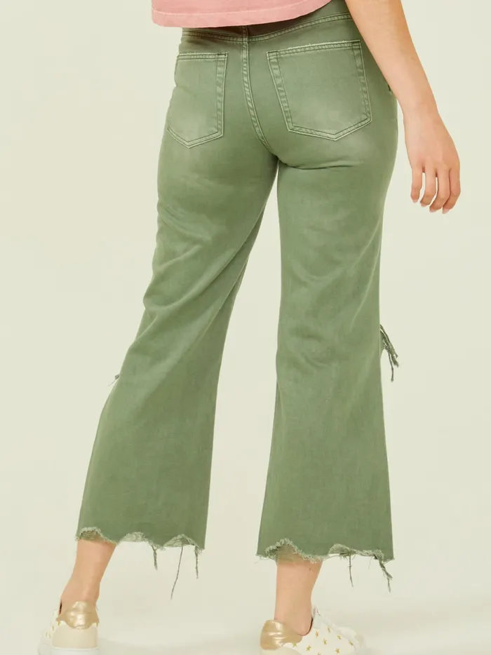 Women Altar039d State Jeans Aubrielle Straight Leg Jeans Olive