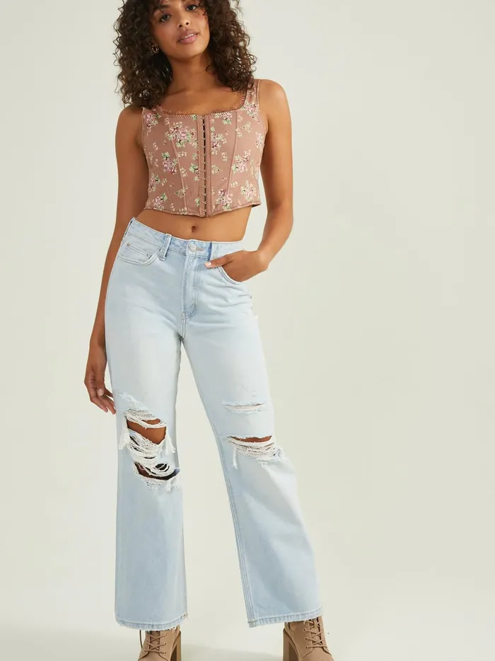 Women Altar039d State Jeans Nyla Straight Leg Jeans Lightwash