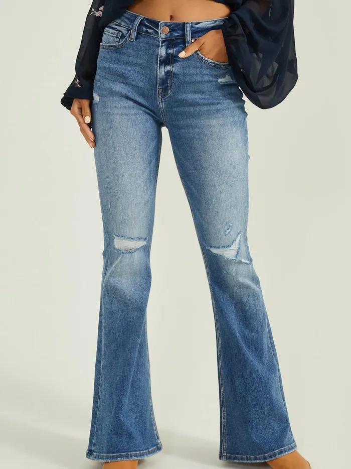 Women Altar039d State Jeans Opal Destructed Flare Jeans Mediumwash