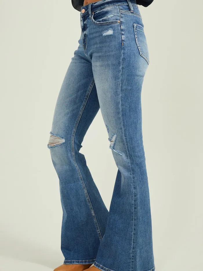 Women Altar039d State Jeans Opal Destructed Flare Jeans Mediumwash