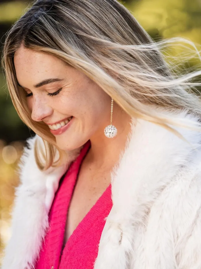 Women Altar039d State Jewelry Disco Ball Earrings White