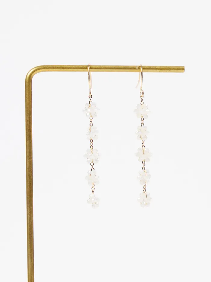 Women Altar039d State Jewelry Floral Bead Dangle Earrings Ivory