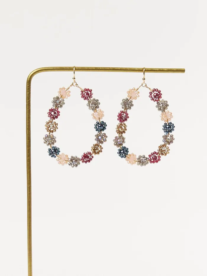 Women Altar039d State Jewelry Floral Glass Bead Wrapped Earrings Multi