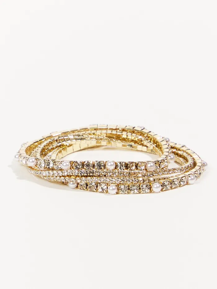Women Altar039d State Jewelry Layered Pearl Tennis Bracelet Set Gold
