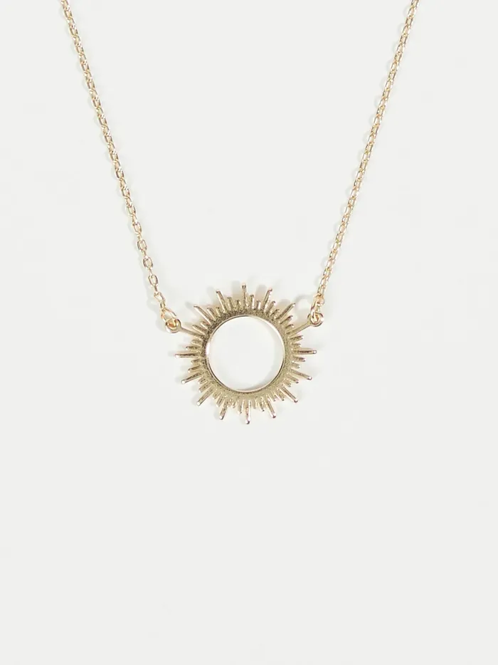 Women Altar039d State Jewelry Open Sun Burst Charm Necklace Gold