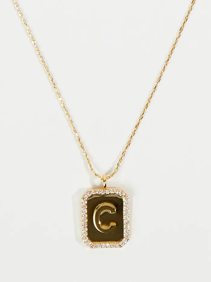 Women Altar039d State Jewelry Rhinestone Lined Monogram Pendant Necklace 8211 C Gold