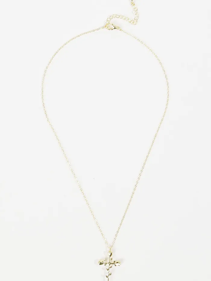 Women Altar039d State Jewelry Rosette Stem Cross Necklace Gold