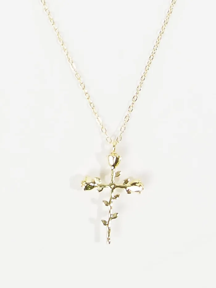 Women Altar039d State Jewelry Rosette Stem Cross Necklace Gold
