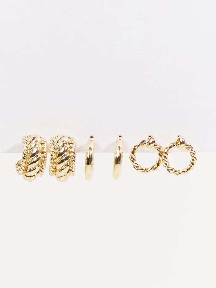 Women Altar039d State Jewelry Twisted Hoop Earring Pack Gold