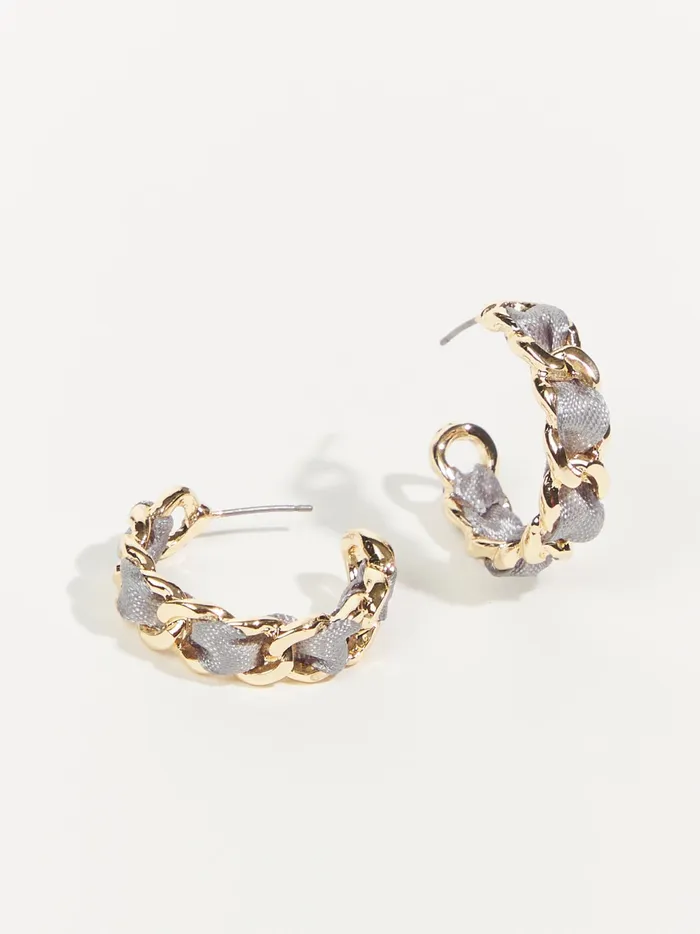 Women Altar039d State Jewelry Woven Hoop Earrings Darkgray