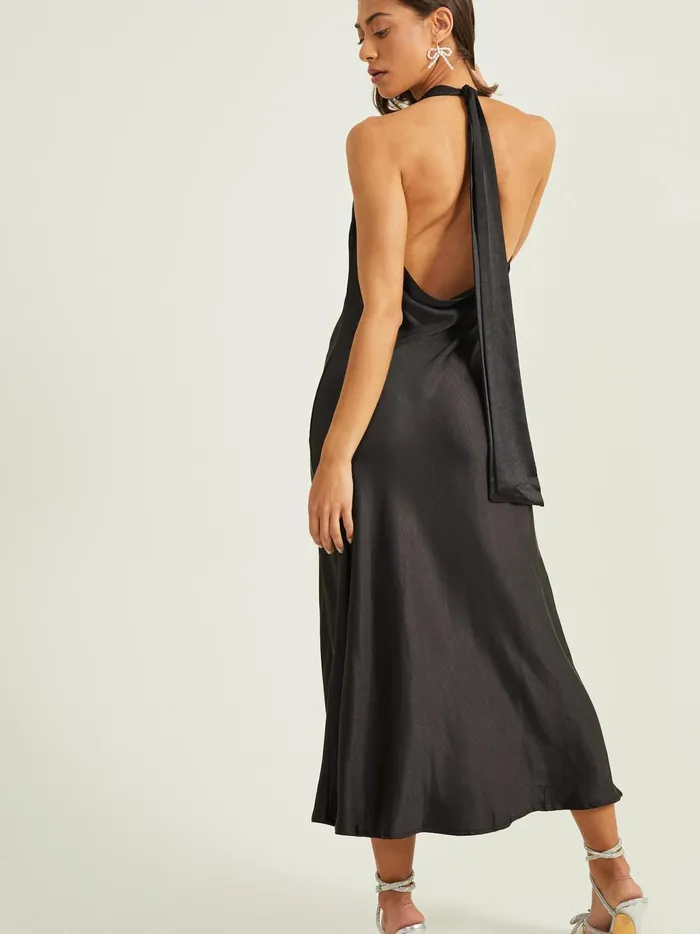 Women Altar039d State Maxi Midi Daphne Satin Midi Dress Black