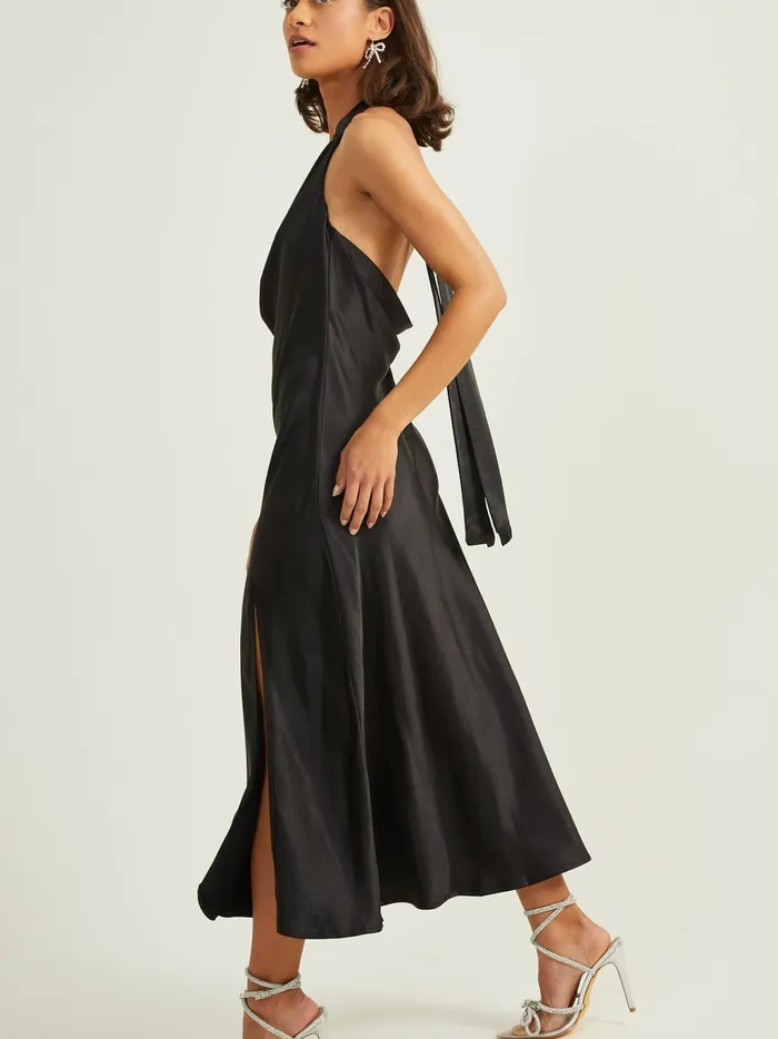 Women Altar039d State Maxi Midi Daphne Satin Midi Dress Black