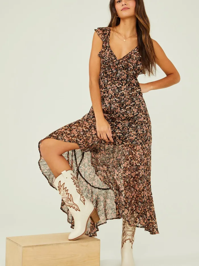 Women Altar039d State Maxi Midi Nilli Floral High Low Dress Blackmulti