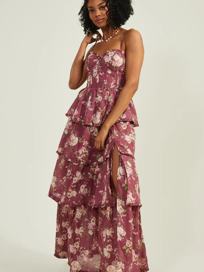 Women Altar039d State Maxi Midi Stellni Floral Maxi Dress Plum