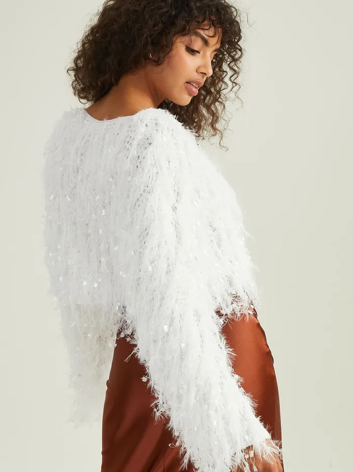 Women Altar039d State Pullovers Emaline Cropped Shaggy Sweater Ivory