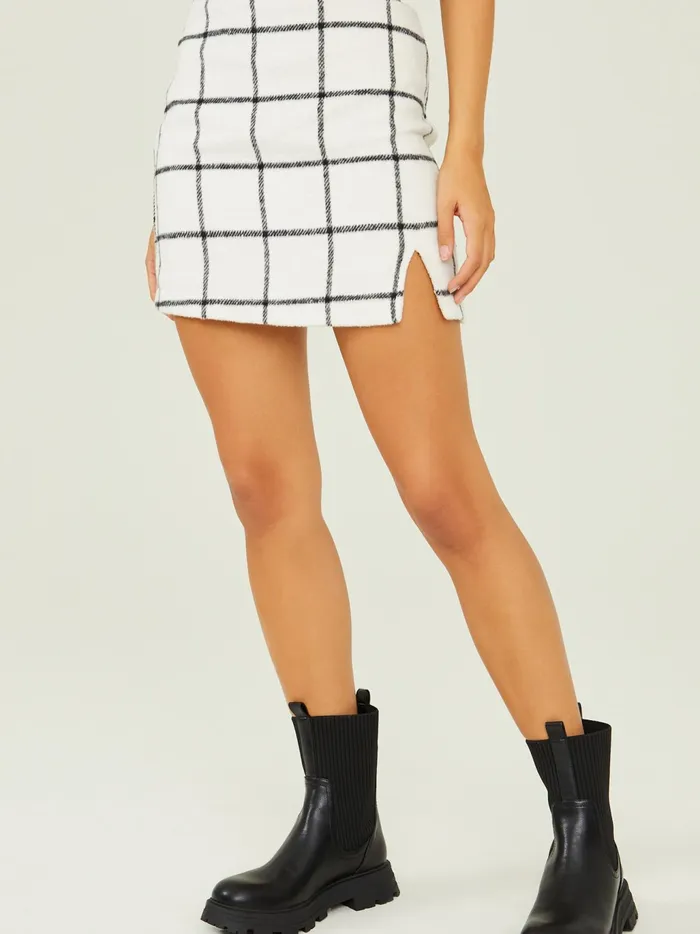 Women Altar039d State Skirts Skorts Jade Plaid Mini Skirt White
