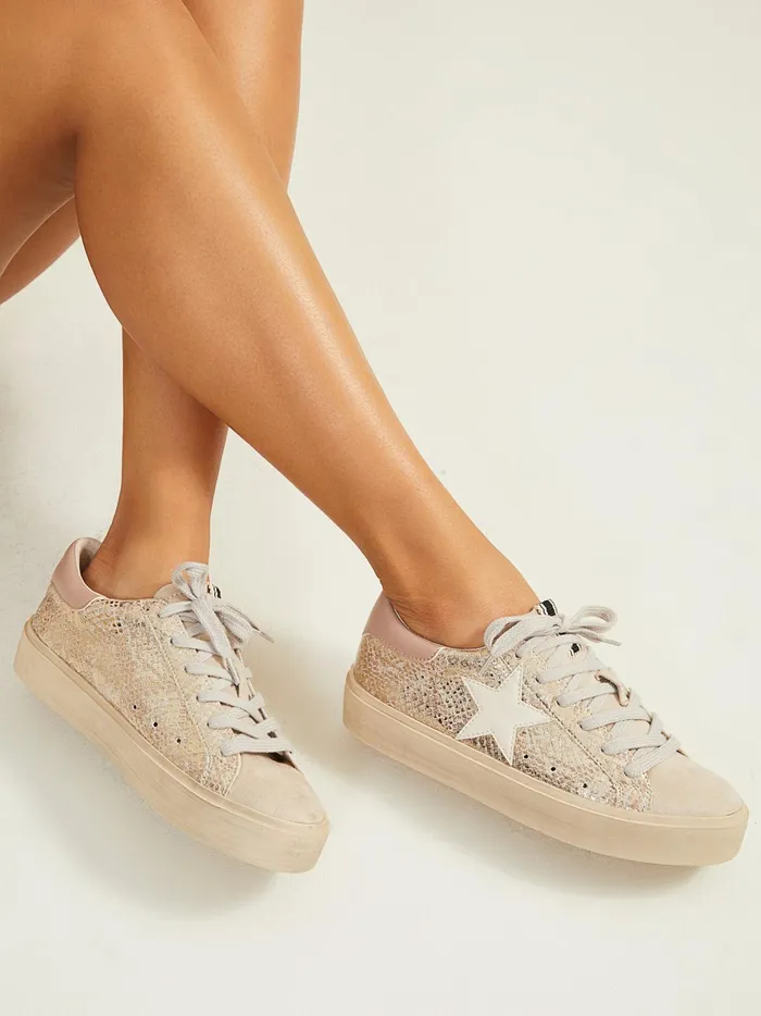 Women Altar039d State Sneakers Reba Star Patch Platform Sneakers Gold