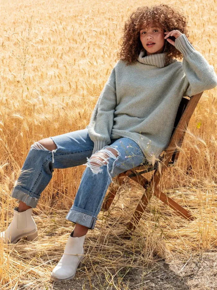 Women Altar039d State Sweaters Billie Boucle Turtleneck Sweater Mint