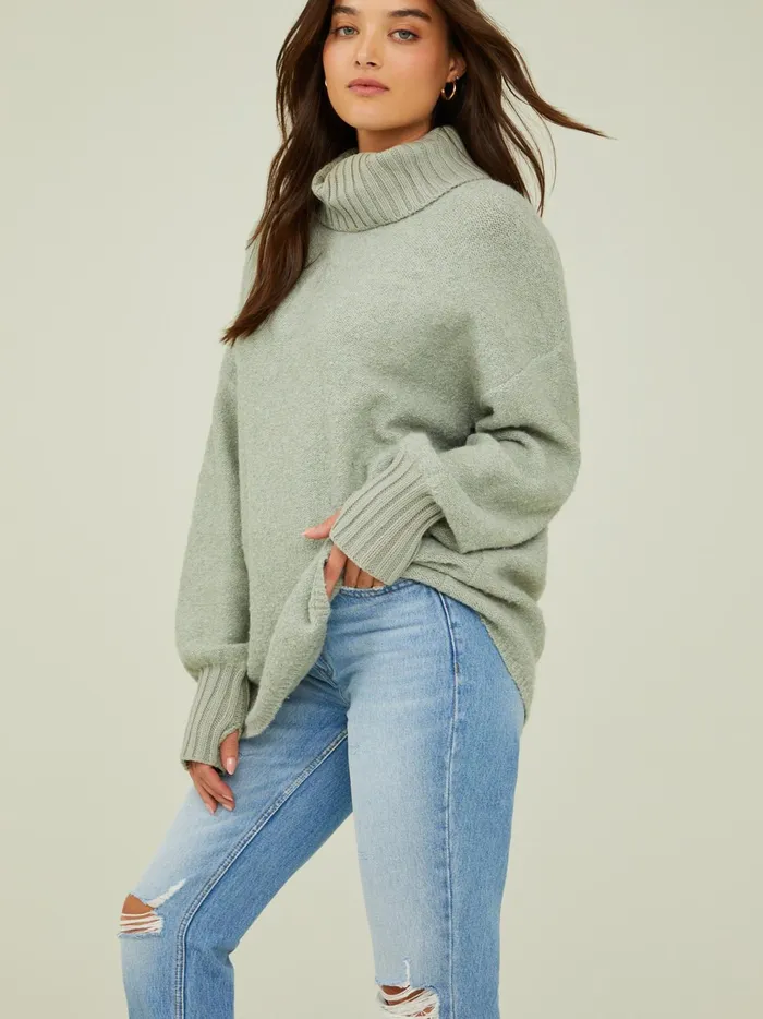 Women Altar039d State Sweaters Billie Boucle Turtleneck Sweater Mint