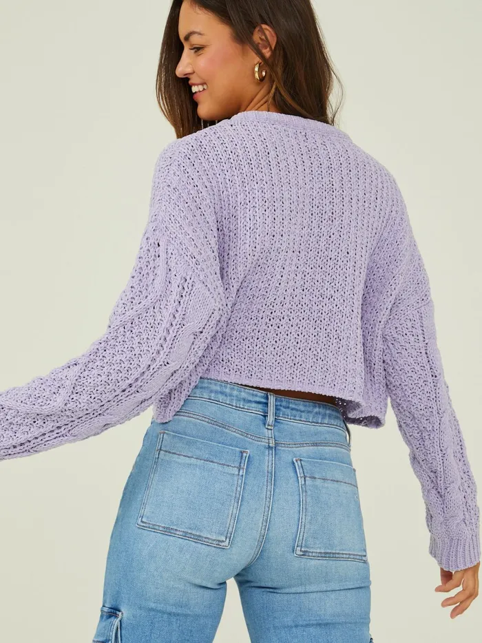 Women Altar039d State Sweaters Cambria Chenille Cropped Sweater Lavender