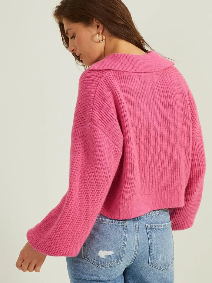 Women Altar039d State Sweaters Ciara Collared Sweater Fuschia