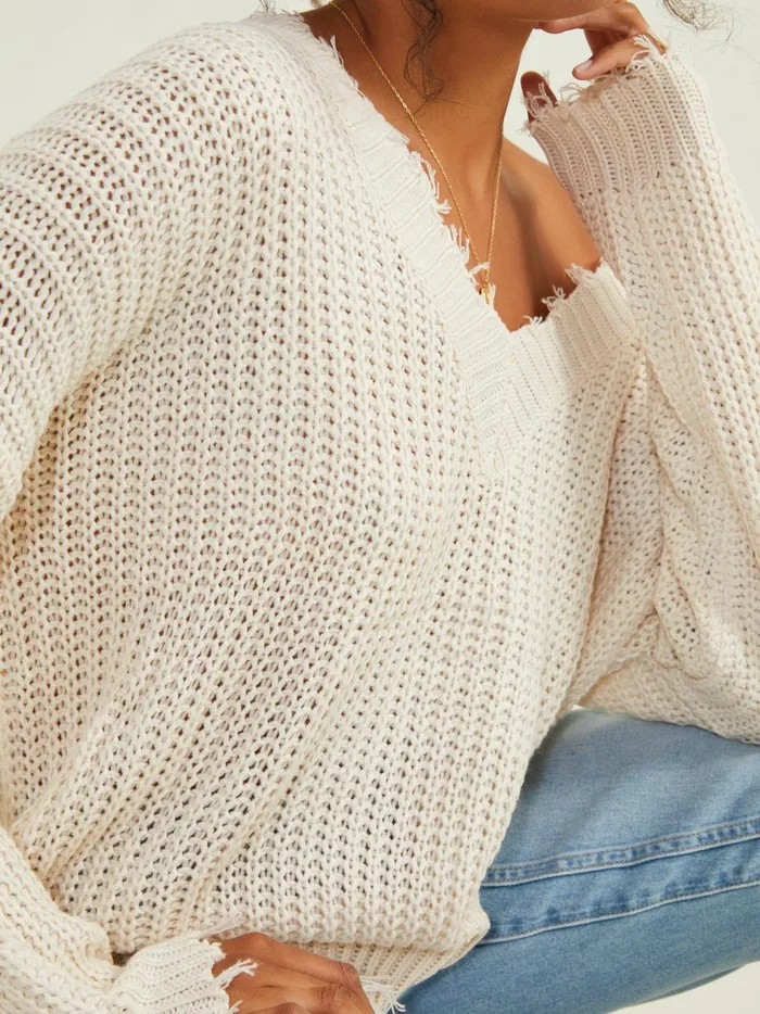 Women Altar039d State Sweaters Kaelie Distressed Sweater Ivory