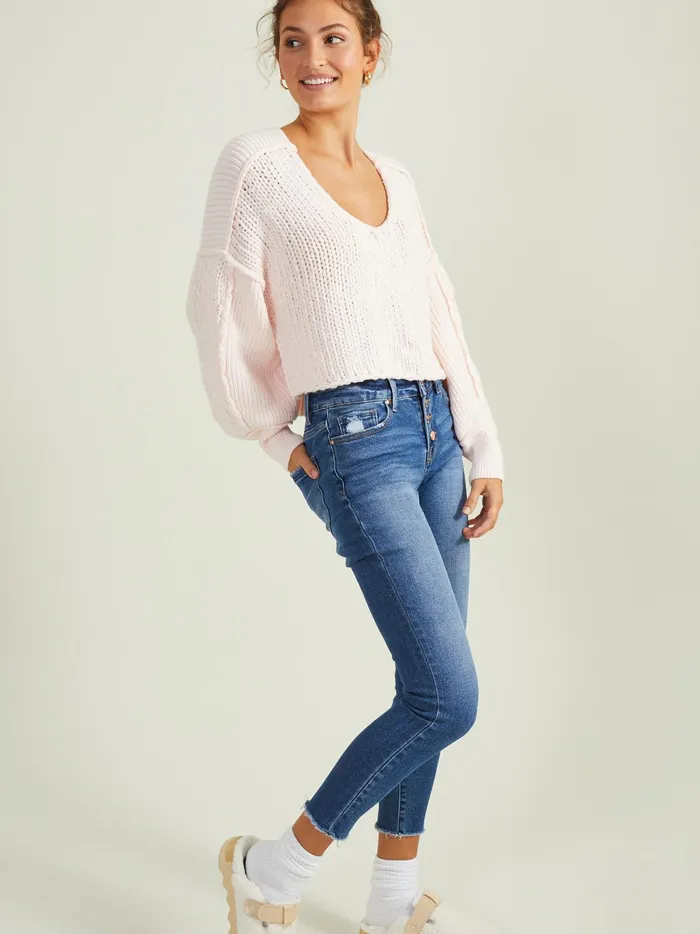 Women Altar039d State Sweaters Laney Cropped Sweater Lightpink