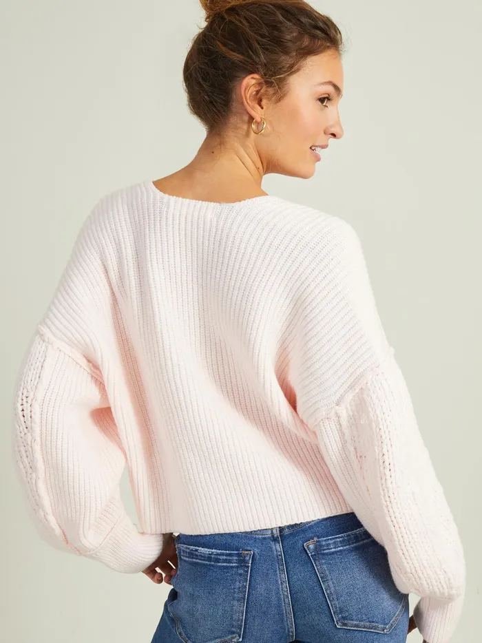 Women Altar039d State Sweaters Laney Cropped Sweater Lightpink