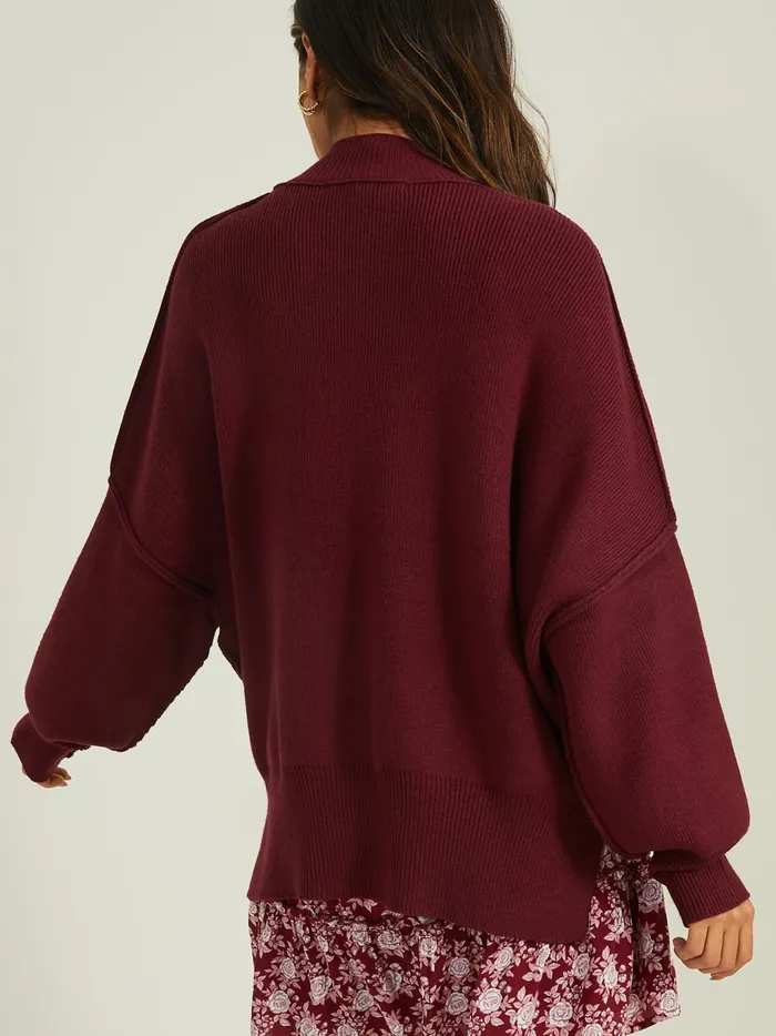 Women Altar039d State Sweaters Lilith Oversized Ribbed Sweater Burgundy