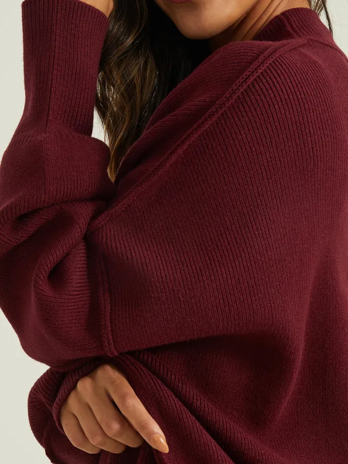 Women Altar039d State Sweaters Lilith Oversized Ribbed Sweater Burgundy