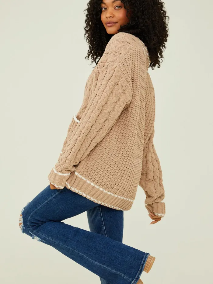 Women Altar039d State Sweaters Lyla Varsity Cardigan Taupeivory