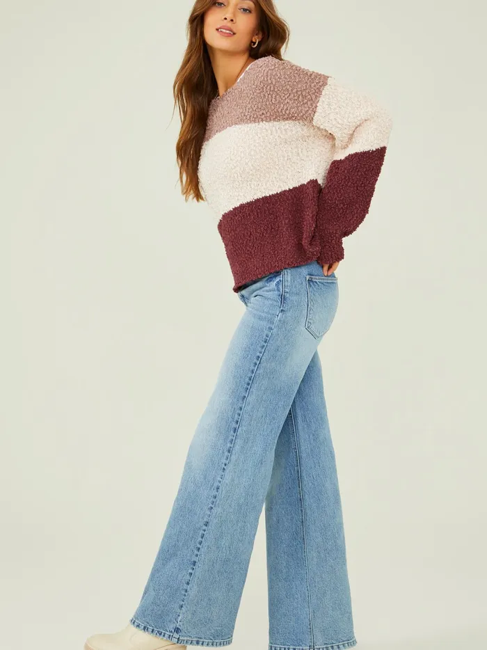 Women Altar039d State Sweaters Macie Popcorn Sweater Burgundymulti