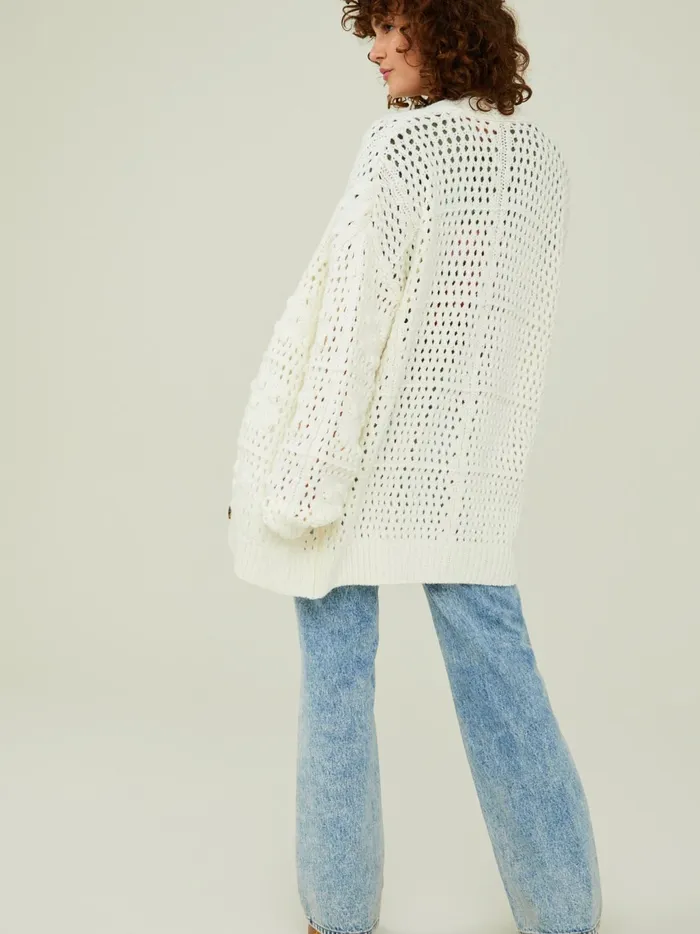 Women Altar039d State Sweaters Marisol Open Weave Cardigan Ivory