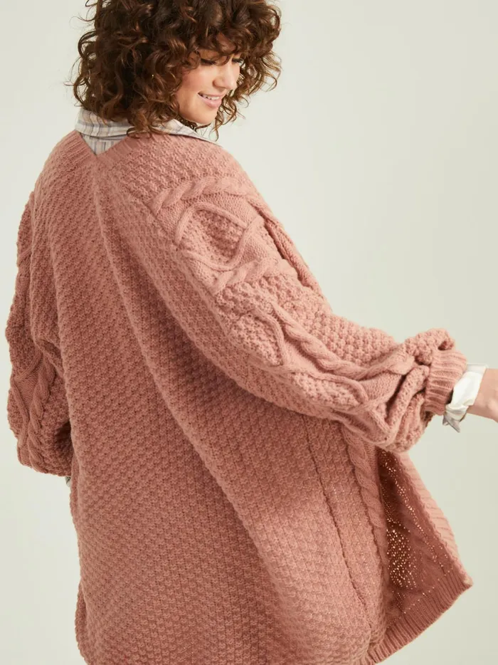 Women Altar039d State Sweaters Serenity Cable Knit Oversized Cardigan Mauve