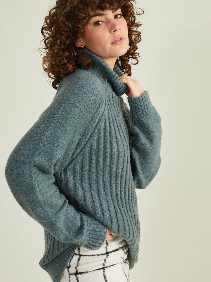 Women Altar039d State Sweaters Tara Turtleneck Tunic Sweater Balsamgreen