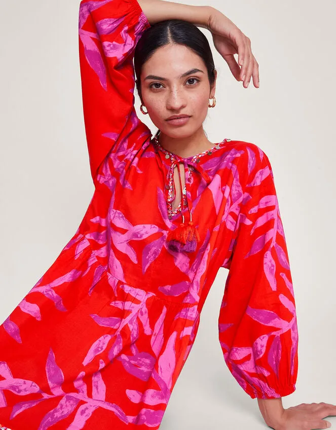 Women Arissa Palm Print Kaftan Red Monsoon Dresses
