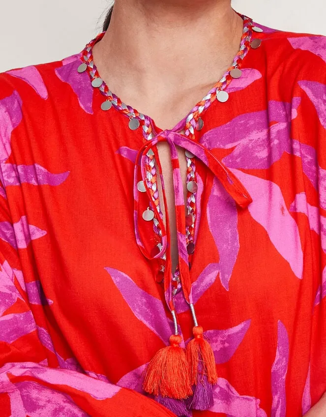 Women Arissa Palm Print Kaftan Red Monsoon Dresses