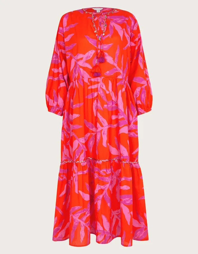 Women Arissa Palm Print Kaftan Red Monsoon Dresses