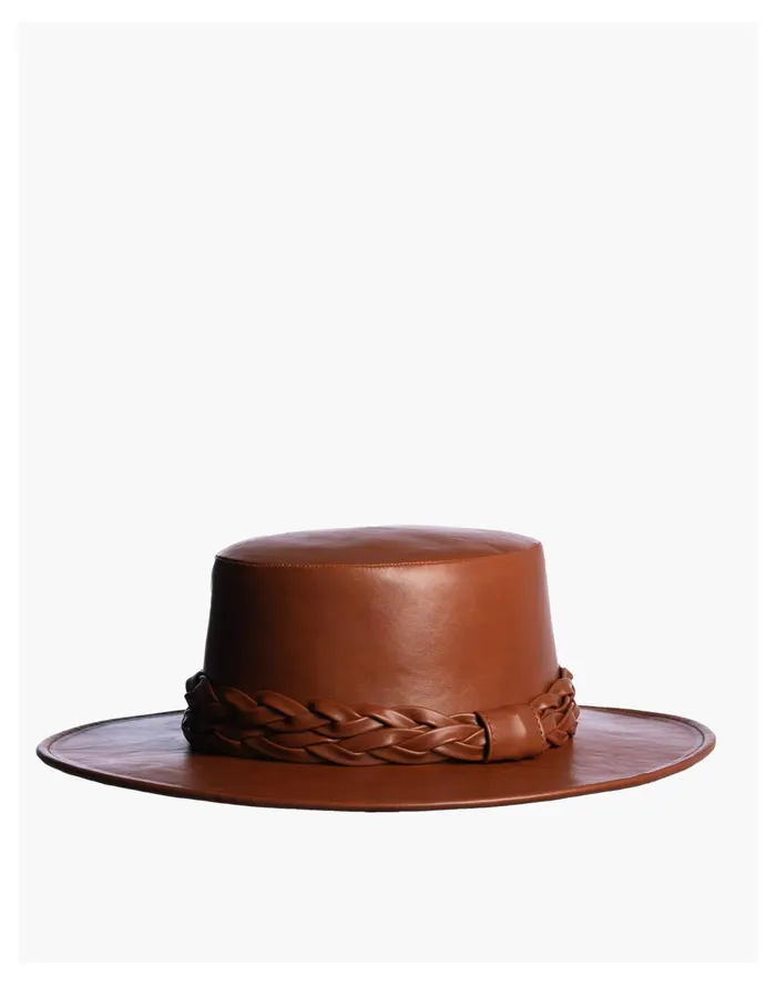 Women ASN Vegan Leather Cedar Rust Boater Hat Copper Madewell Hats Women ASN Vegan Leather Cedar Rust Boater Hat Copper Madewell Hats