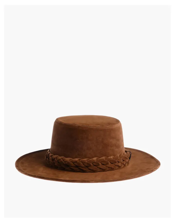 Women ASN Velour Brown Eyed Girl Boater Hat Brown Madewell Hats