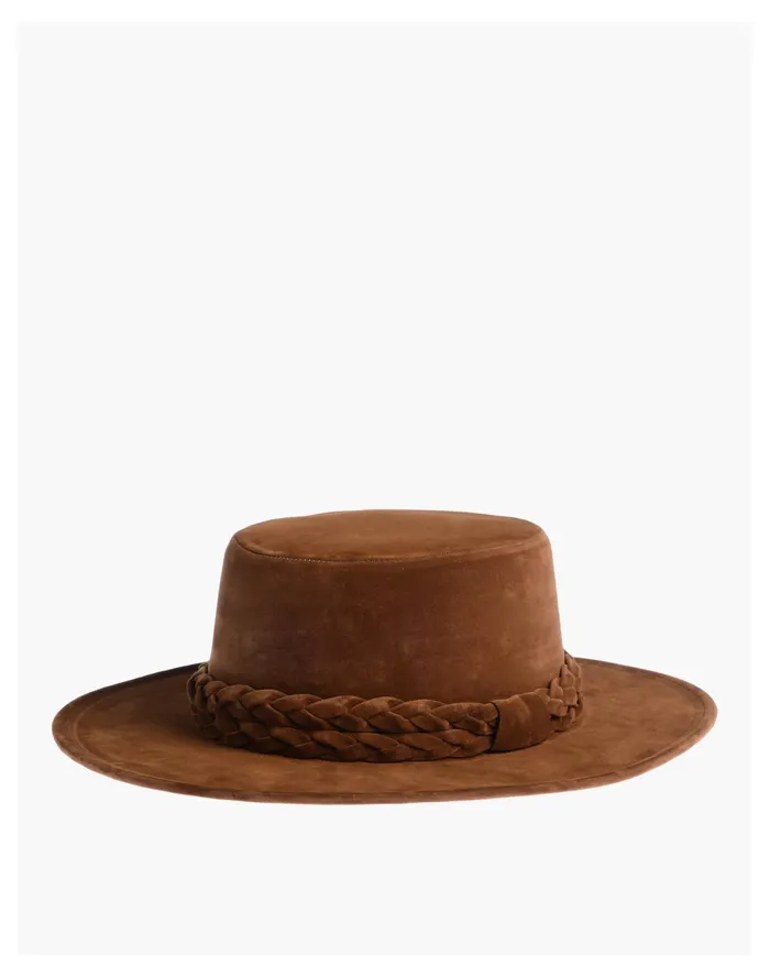 Women ASN Velour Brown Eyed Girl Boater Hat Brown Madewell Hats Women ASN Velour Brown Eyed Girl Boater Hat Brown Madewell Hats